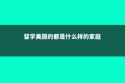 美国留学家庭条件(留学美国的都是什么样的家庭)