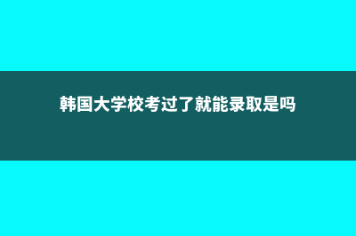 韩国院校录取后需要做什么(韩国大学校考过了就能录取是吗)