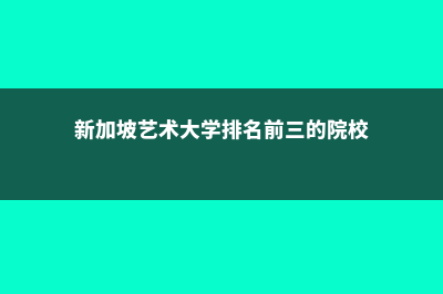 新加坡艺术大学留学费用(新加坡艺术大学排名前三的院校)